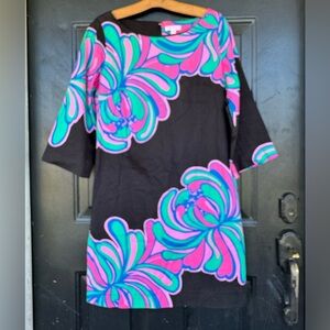 LILY PULITZER Shauna Tunic Dress in Black Novelty Big Bang Sz 8 $198